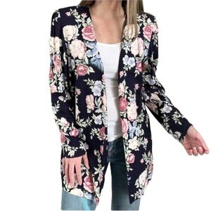 Vintage B.G.B. Ltd Rayon Floral open Blazer with shoulder pads size 12